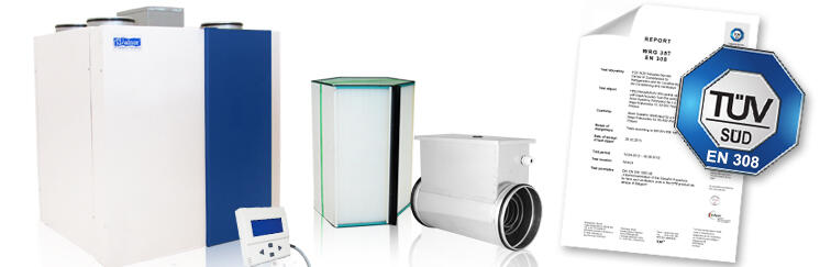 95% Wärmerückgewinnung – Garantie von TÜV SÜD gemäß EN 308